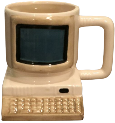 coffee mug shaped like a beige CRT computer