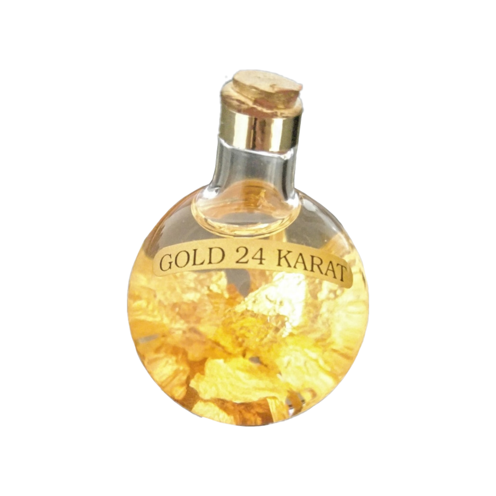 potion bottle with gold leaf labelled gold 24 karat