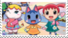 stamp of the three main girls from the animal crossing movie