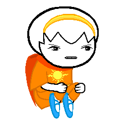 rose lalonde in godtier clothes floating with an irritated expression