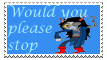 stamp with image of vriska that reads would you please stop