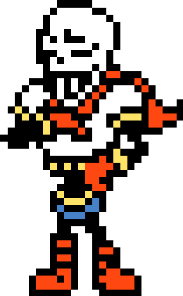 overworld sprite of papyrus looking smug