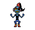 overworld sprite of undyne grinning