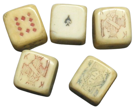 set of faded miscellaneous dice
