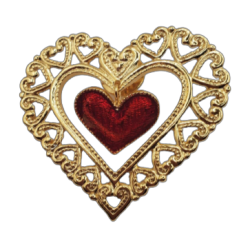 heart brooch with gold trim