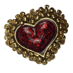 heart brooch with gold trim